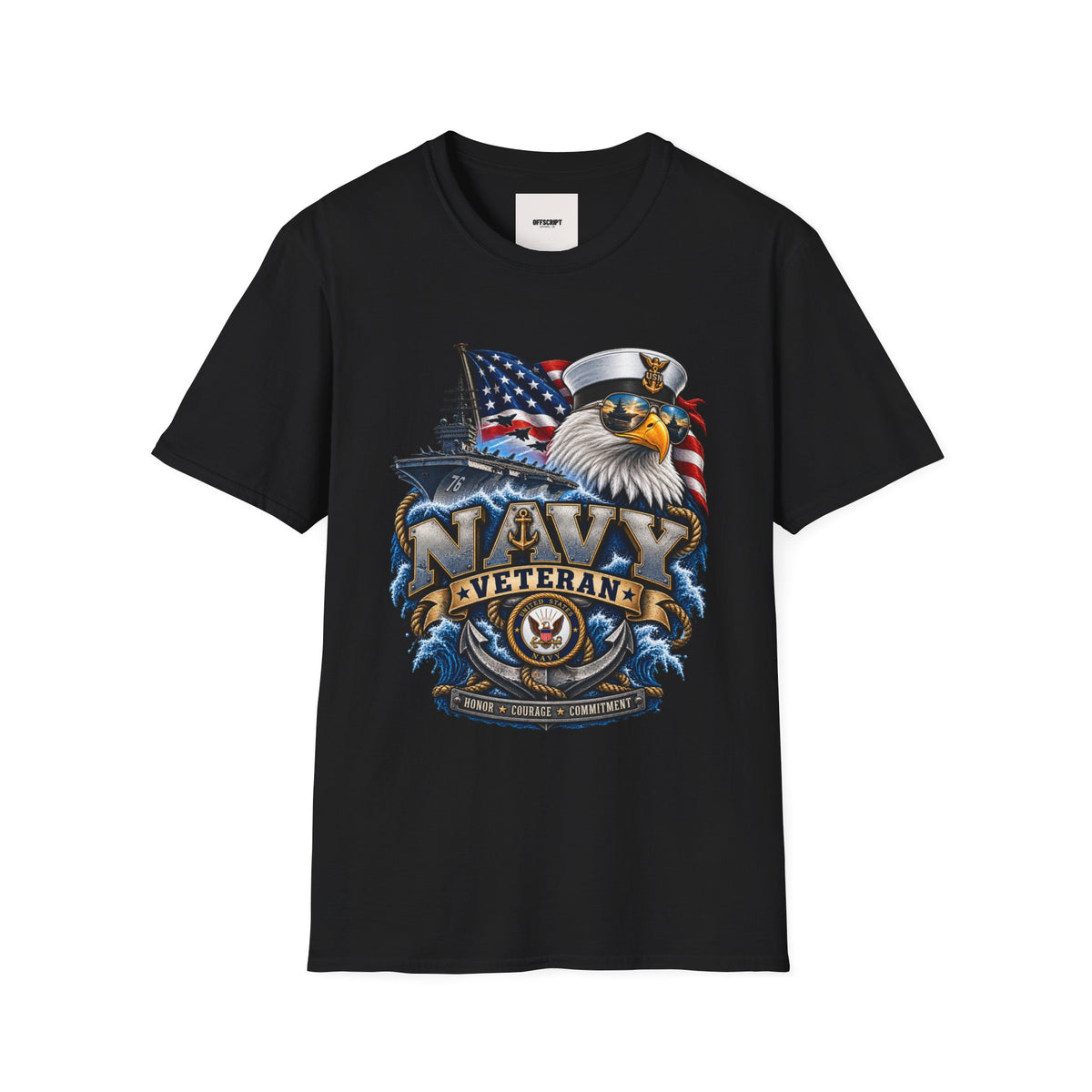 Navy Veteran Eagle T‑Shirt — Patriotic US Navy Flag Design