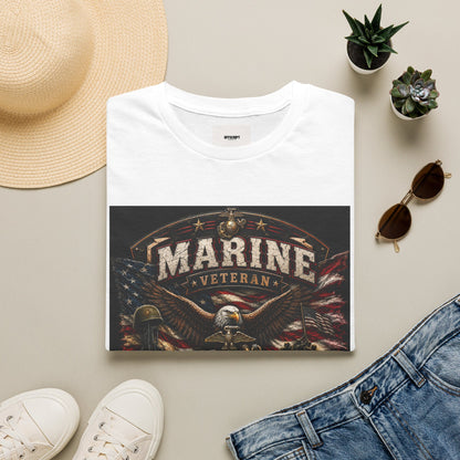 Marine Veteran T‑Shirt — Patriotic Eagle & American Flag Military Tribute