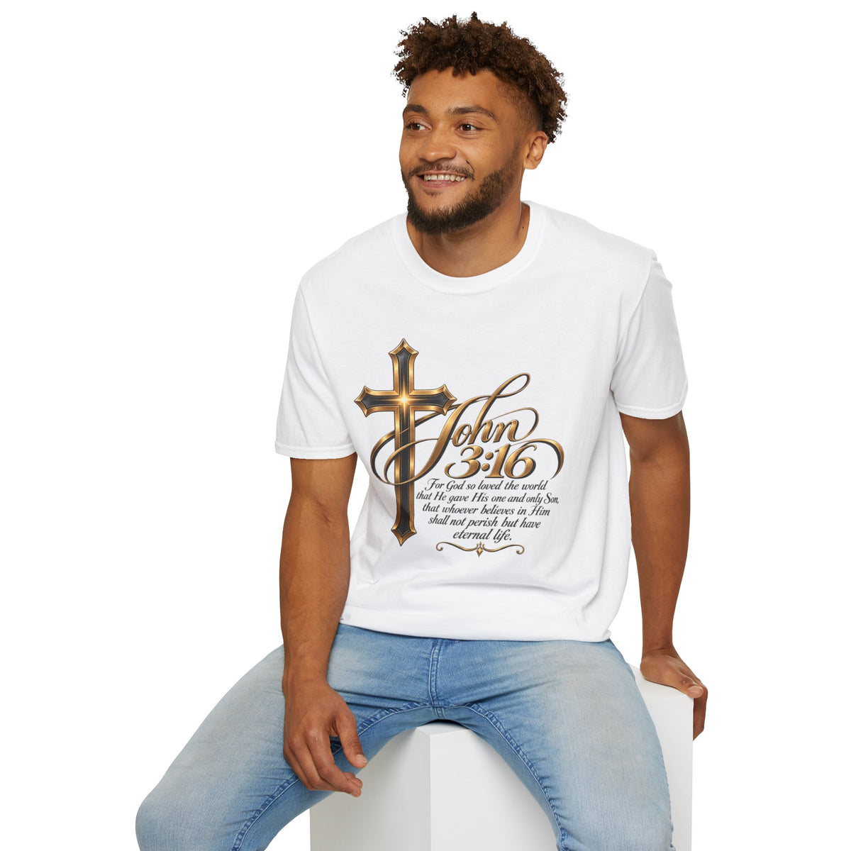 John 3:16 Cross T-Shirt — Inspirational Christian Scripture Tee