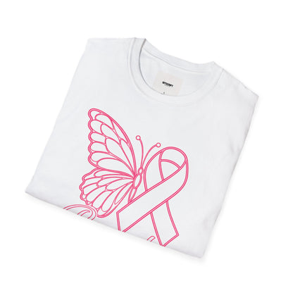 Breast Cancer Awareness Butterfly T-Shirt - Pink Ribbon Support Tee