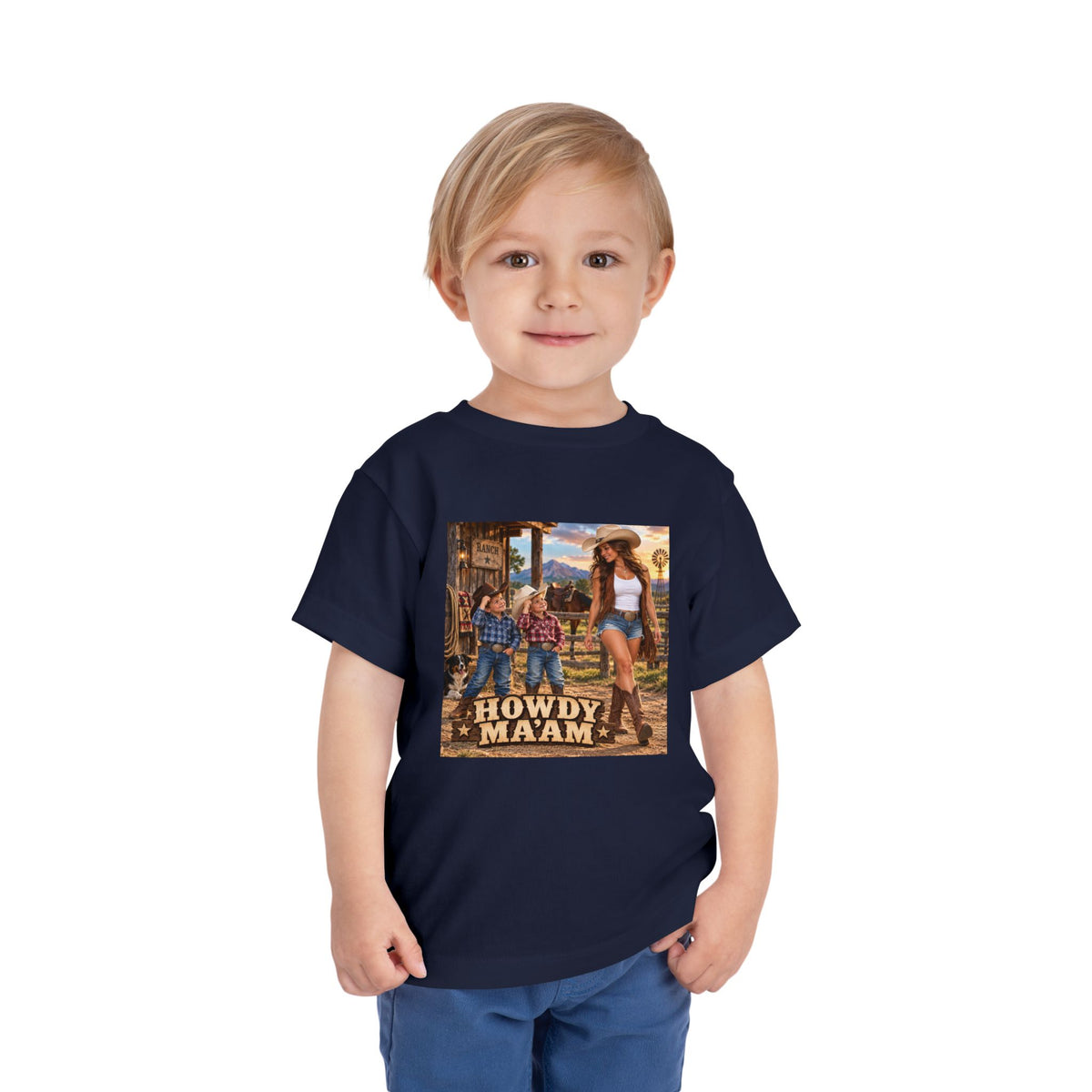 Toddler Tee — "Howdy Ma'am" Cowgirl Graphic Kids Shirt