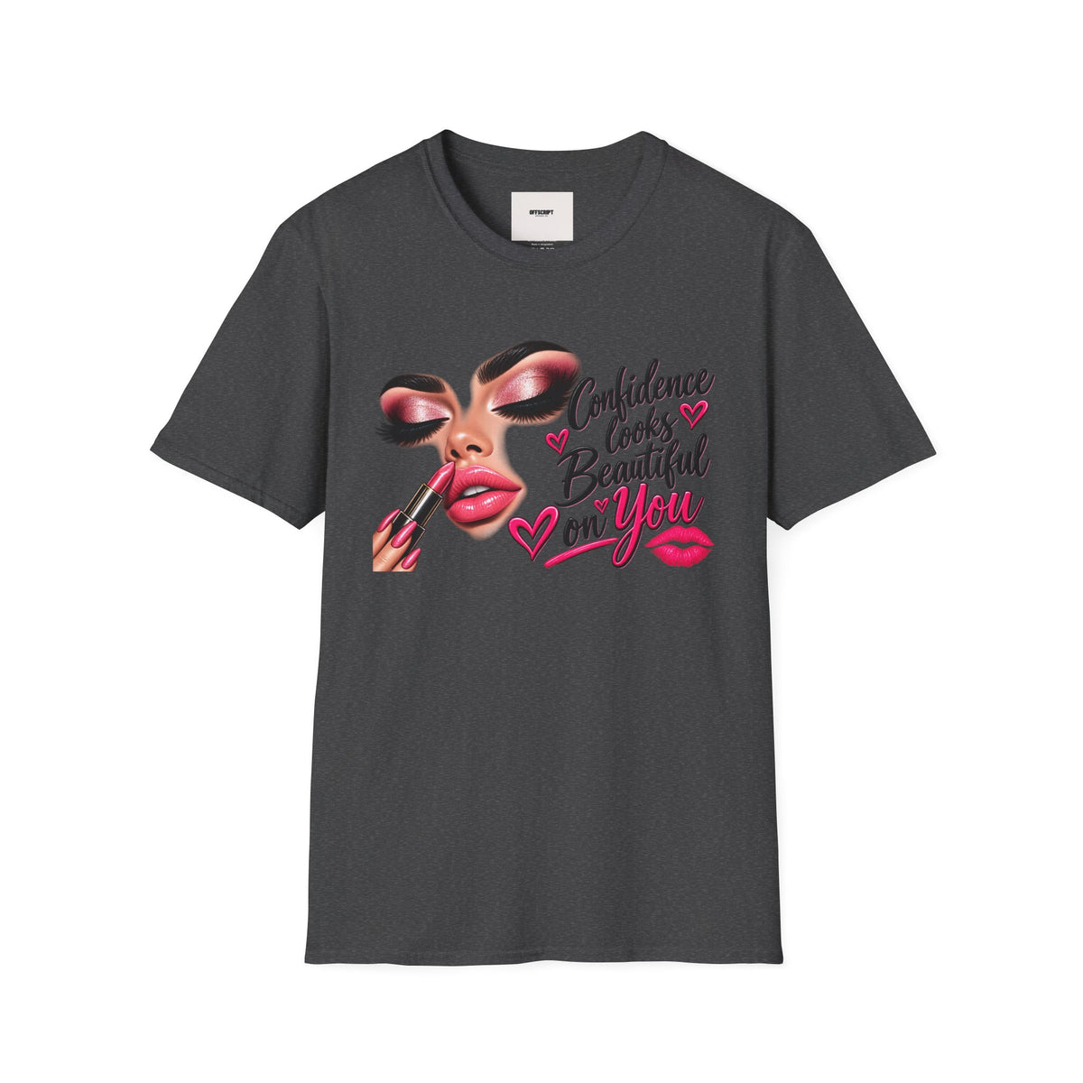 T-Shirt — "Confidence Looks Beautiful on You" Glam Makeup Graphic