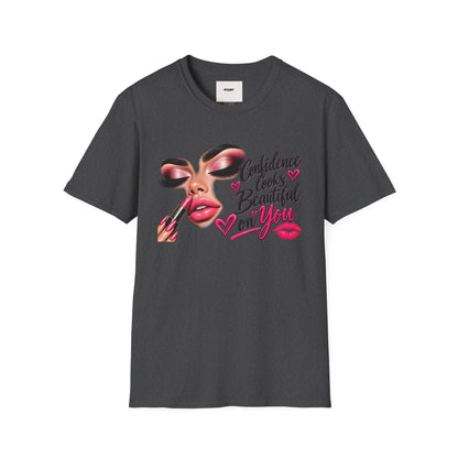 T-Shirt — "Confidence Looks Beautiful on You" Glam Makeup Graphic