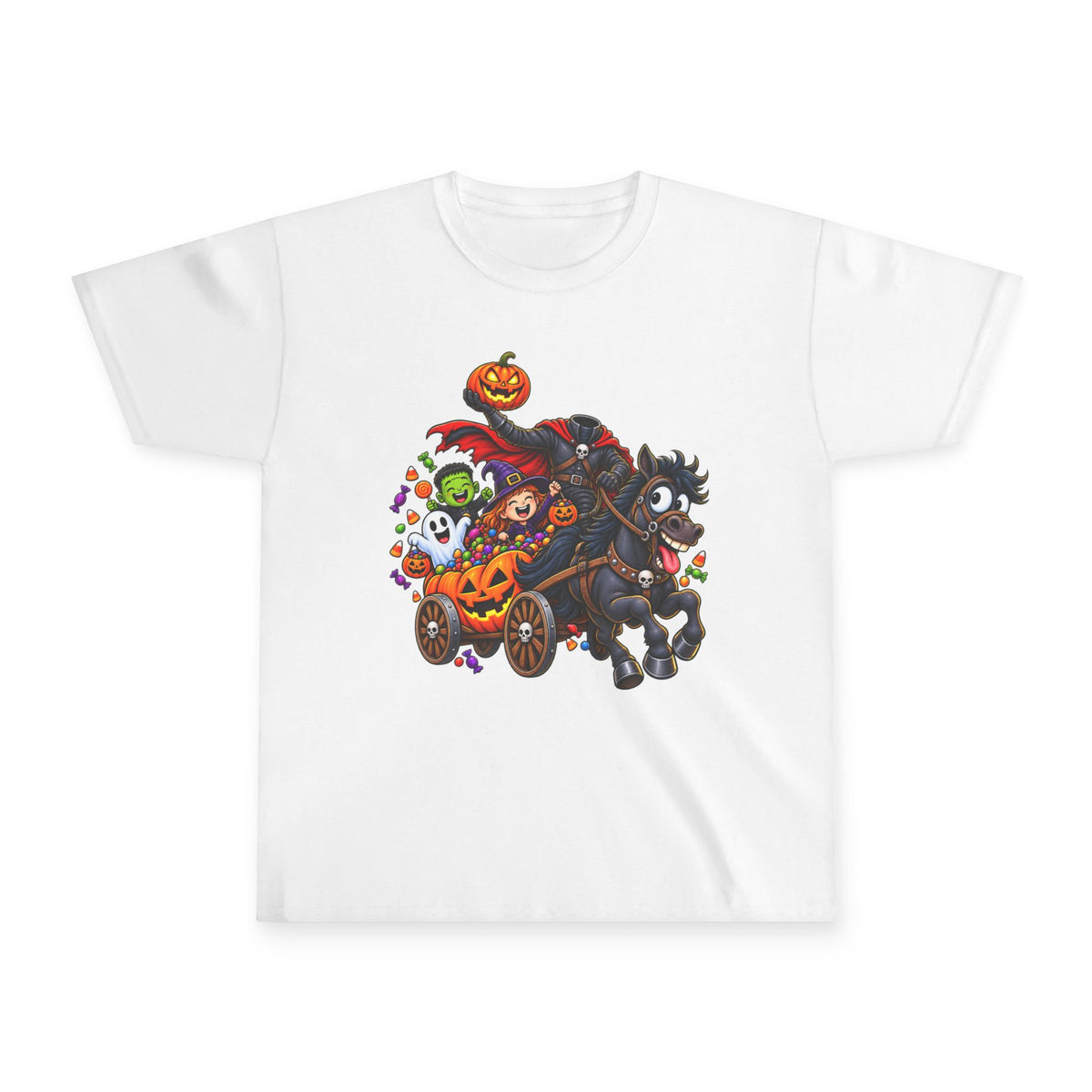 Kids Halloween Tee - Spooky Pumpkin Horse & Candy Ride Youth T-Shirt
