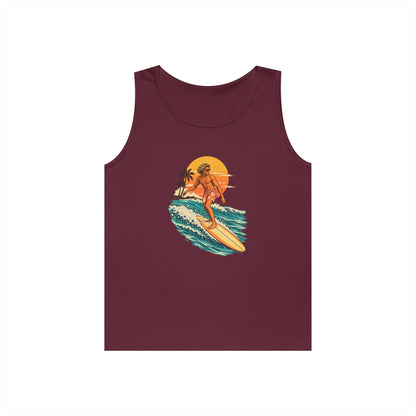 Surfing Sunset Tank — Retro Surfer Graphic Tank Top