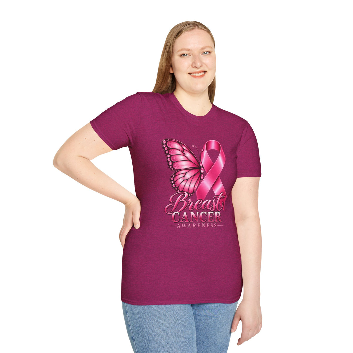 Pink Ribbon Butterfly Breast Cancer Awareness T-Shirt | Support Ribbon Tee