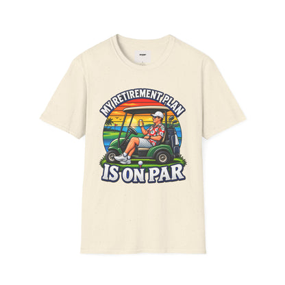 Retirement Golf T-Shirt — “My Retirement Plan Is On Par” Vintage Golf Cart Design