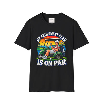 Retirement Golf T-Shirt — “My Retirement Plan Is On Par” Vintage Golf Cart Design
