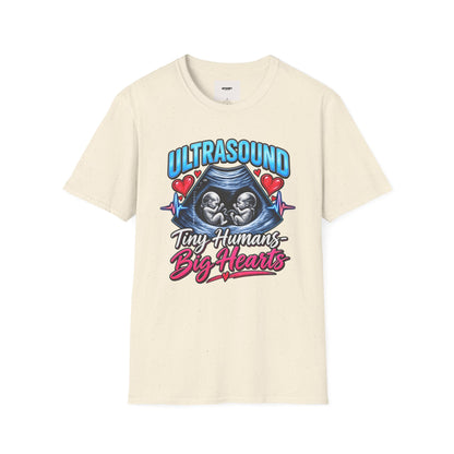 Ultrasound Twins T‑Shirt — Tiny Humans Big Hearts Pregnancy Tee