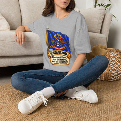 North Dakota State Flag T-Shirt — Liberty and Union Quote