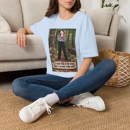 Mime in the Woods T-Shirt — “If a mime falls in the woods…” Casual Graphic Tee