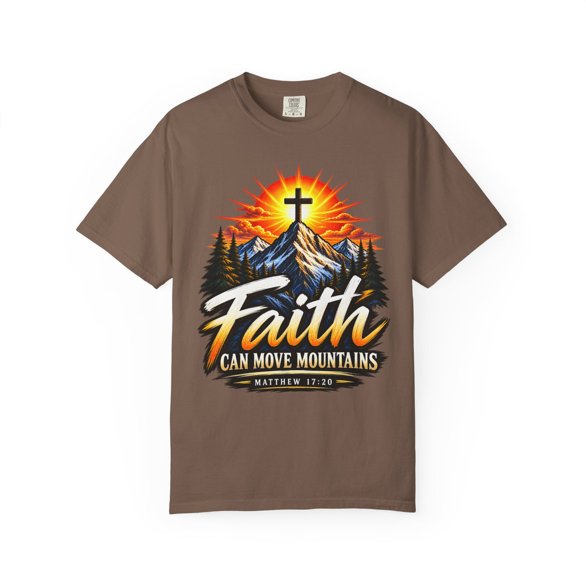 Faith Can Move Mountains T-Shirt | Christian Cross Mountain Graphic