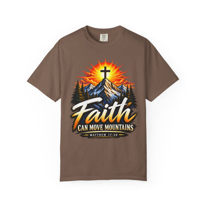 Faith Can Move Mountains T-Shirt | Christian Cross Mountain Graphic