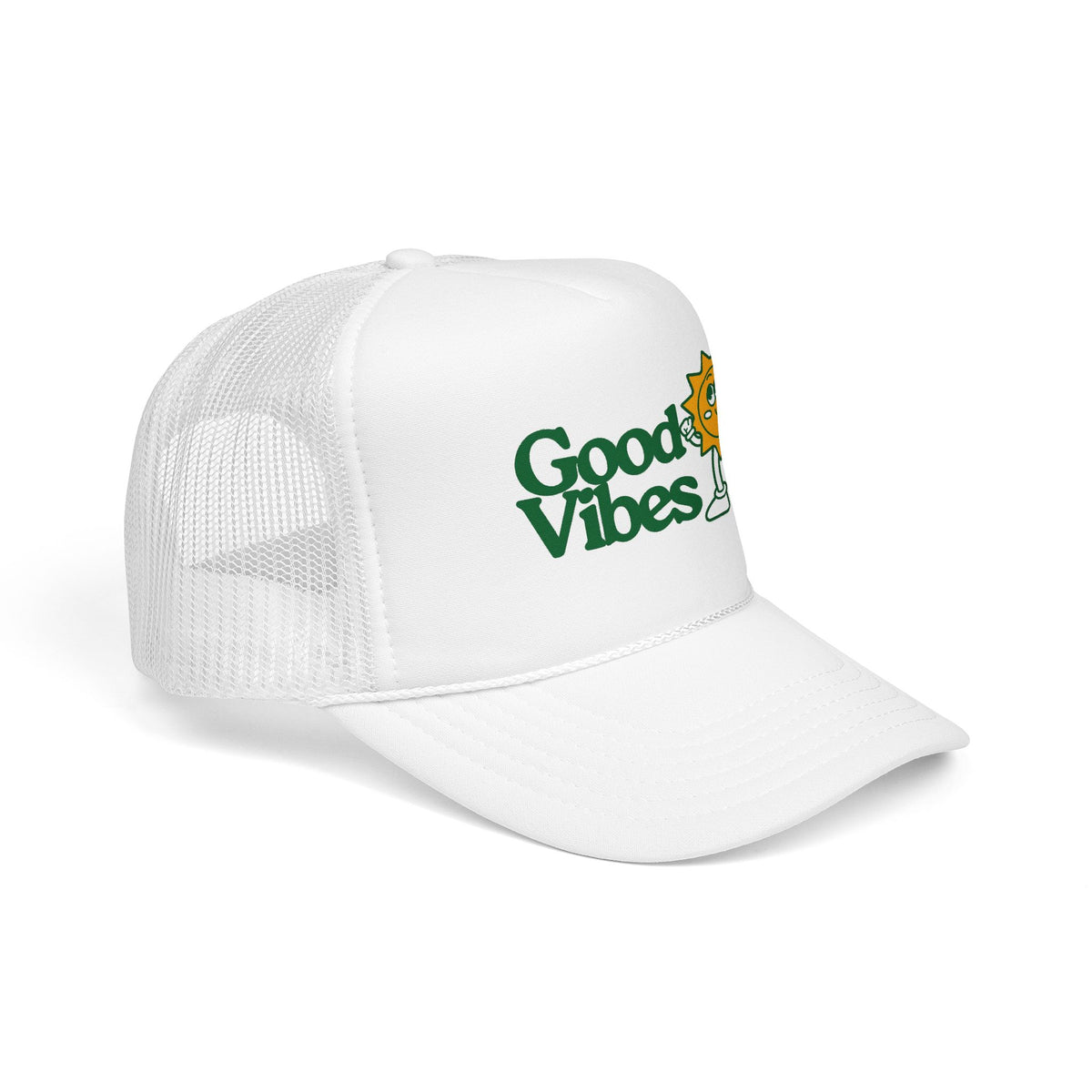 Good Vibes Sun Trucker Hat — Retro Sunny Graphic Foam Cap