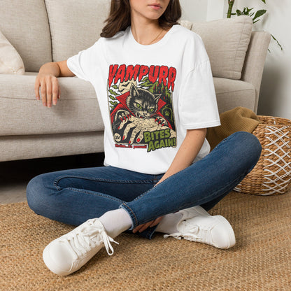 Vampurr Bites Again Cat Horror Graphic T-Shirt