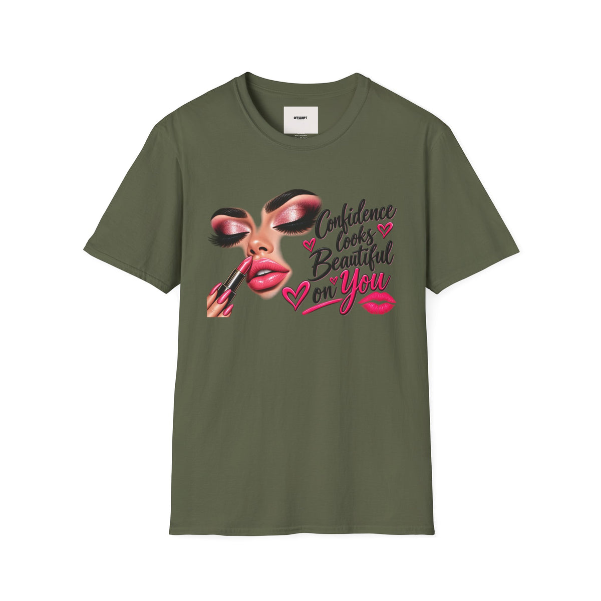T-Shirt — "Confidence Looks Beautiful on You" Glam Makeup Graphic