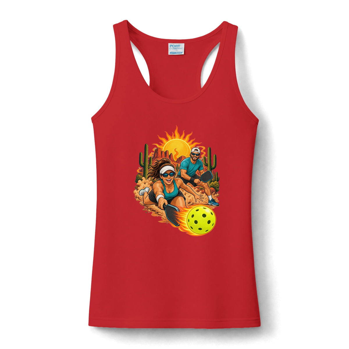 Desert Sun Pickleball Racerback Tank – Women’s Pickleball Graphic Performance Top