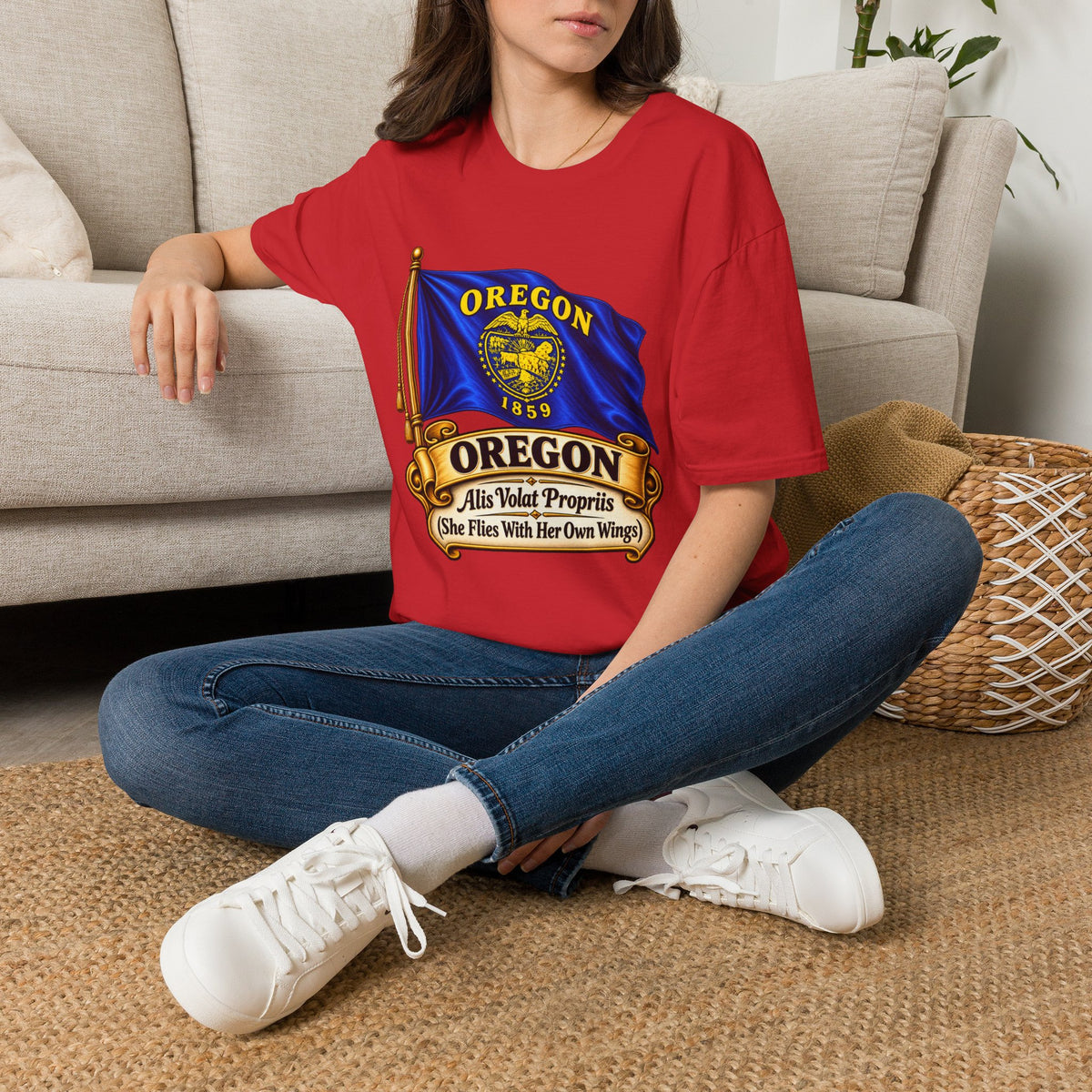 Oregon State Flag T-Shirt — 'Allis Volat Propria' Vintage Banner Tee