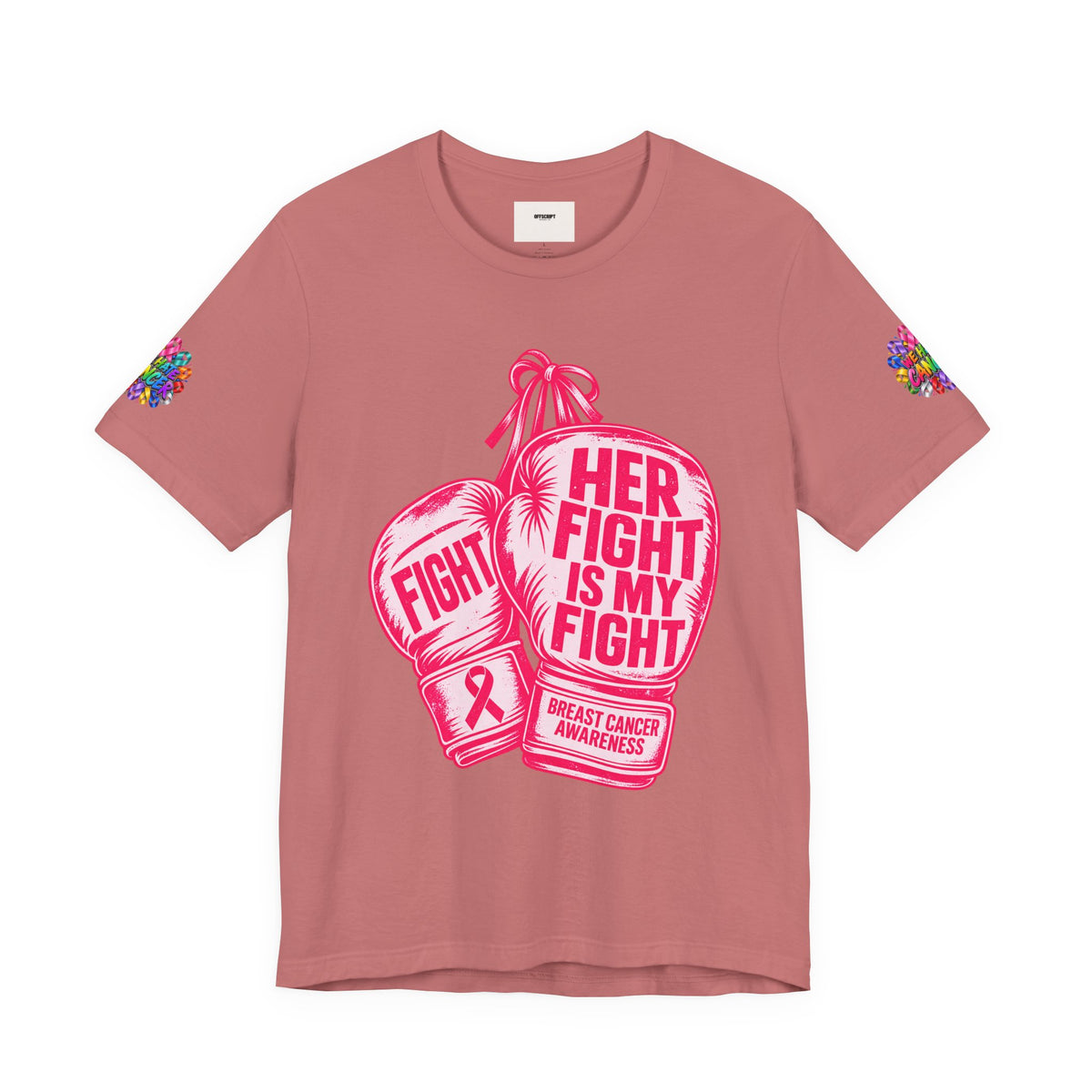 Breast Cancer Awareness Tee – “Her Fight Is My Fight” Boxing Gloves T-Shirt