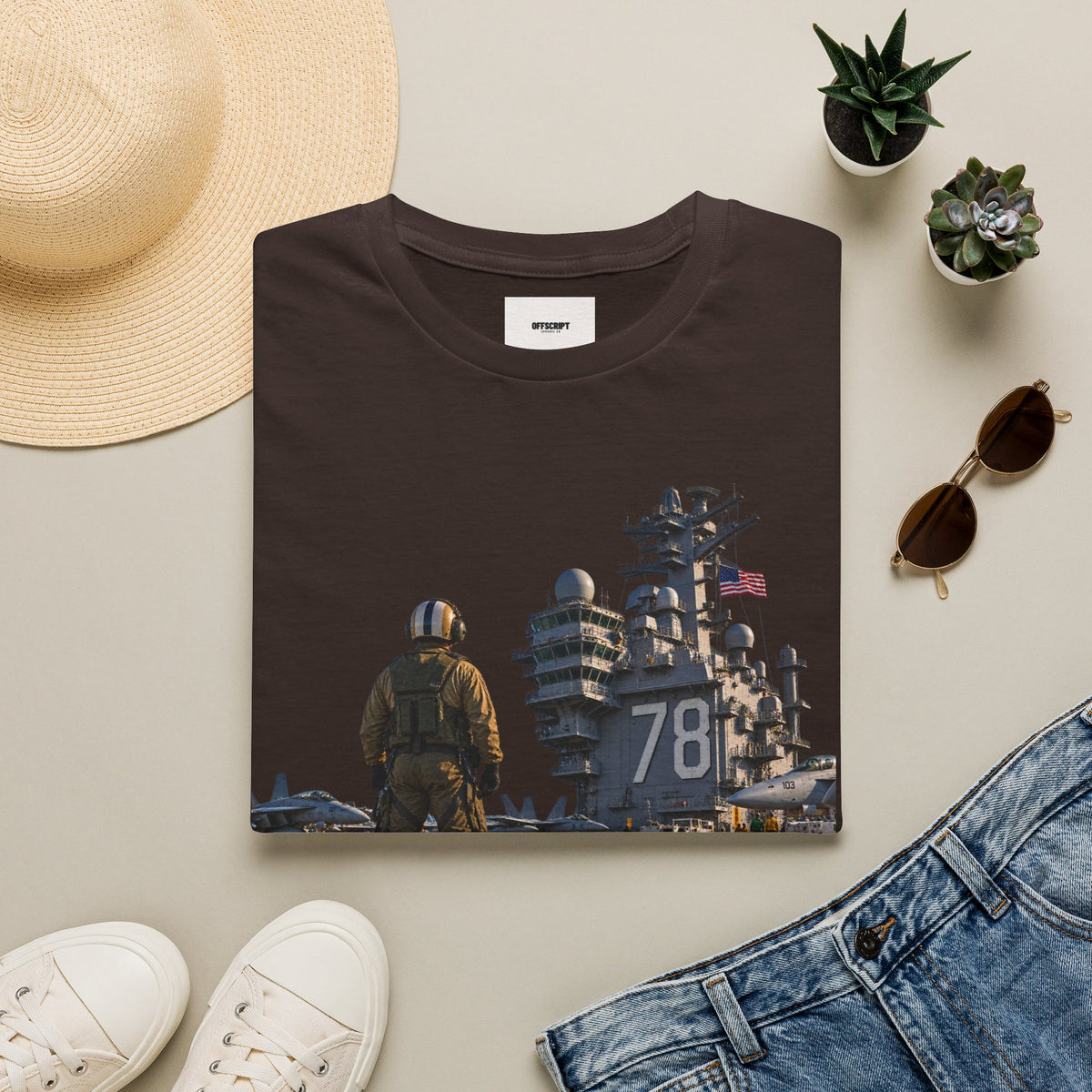 Aircraft Carrier Deck T‑Shirt – Navy Sailor & Carrier 78 Graphic
