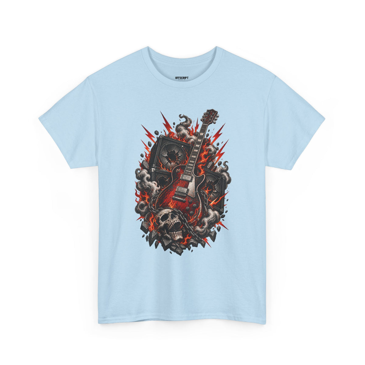 Electric Skull Guitar T‑Shirt — Rock & Metal Graphic Tee for Musicians and Fans