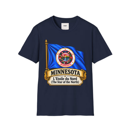 Minnesota Flag T-Shirt - 'Minnesota: L'Étoile du Nord / The Star of the North' Graphic Tee