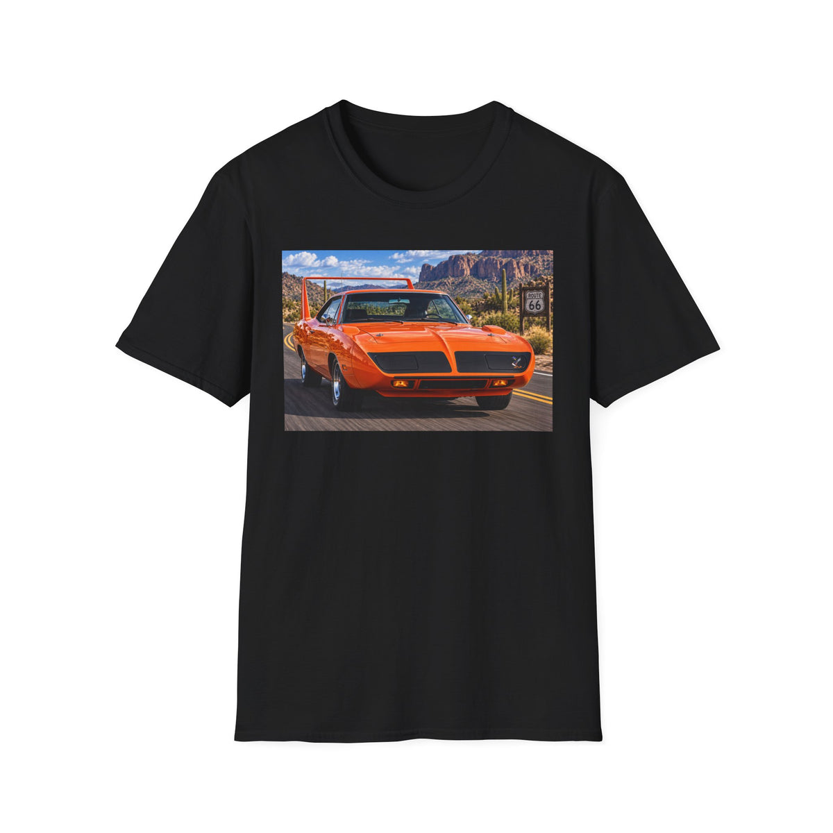 Classic Orange Muscle Car T-Shirt — Route 66 Roadtrip Tee