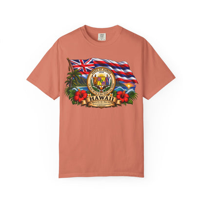 Hawaii State Seal Tee — Vintage Hawaiian Flag & Hibiscus T-Shirt