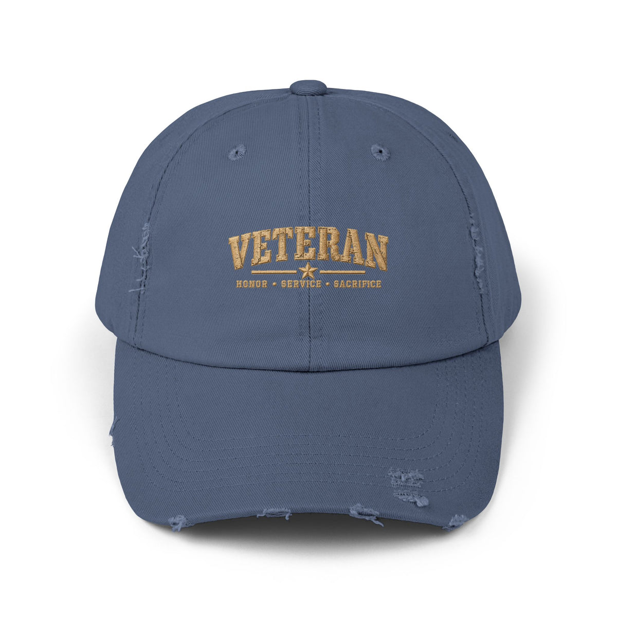 Veteran Distressed Cap — Honor Courage Sacrifice Embroidered Hat