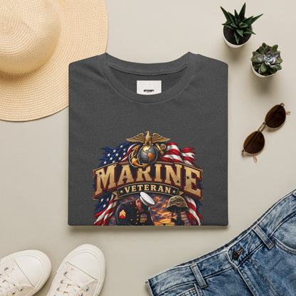 Marine Veteran T-Shirt — US Flag Eagle Emblem Military Tribute