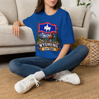 Wyoming Flag T-Shirt — Cowboy & Bison Mountain Scenic Tee