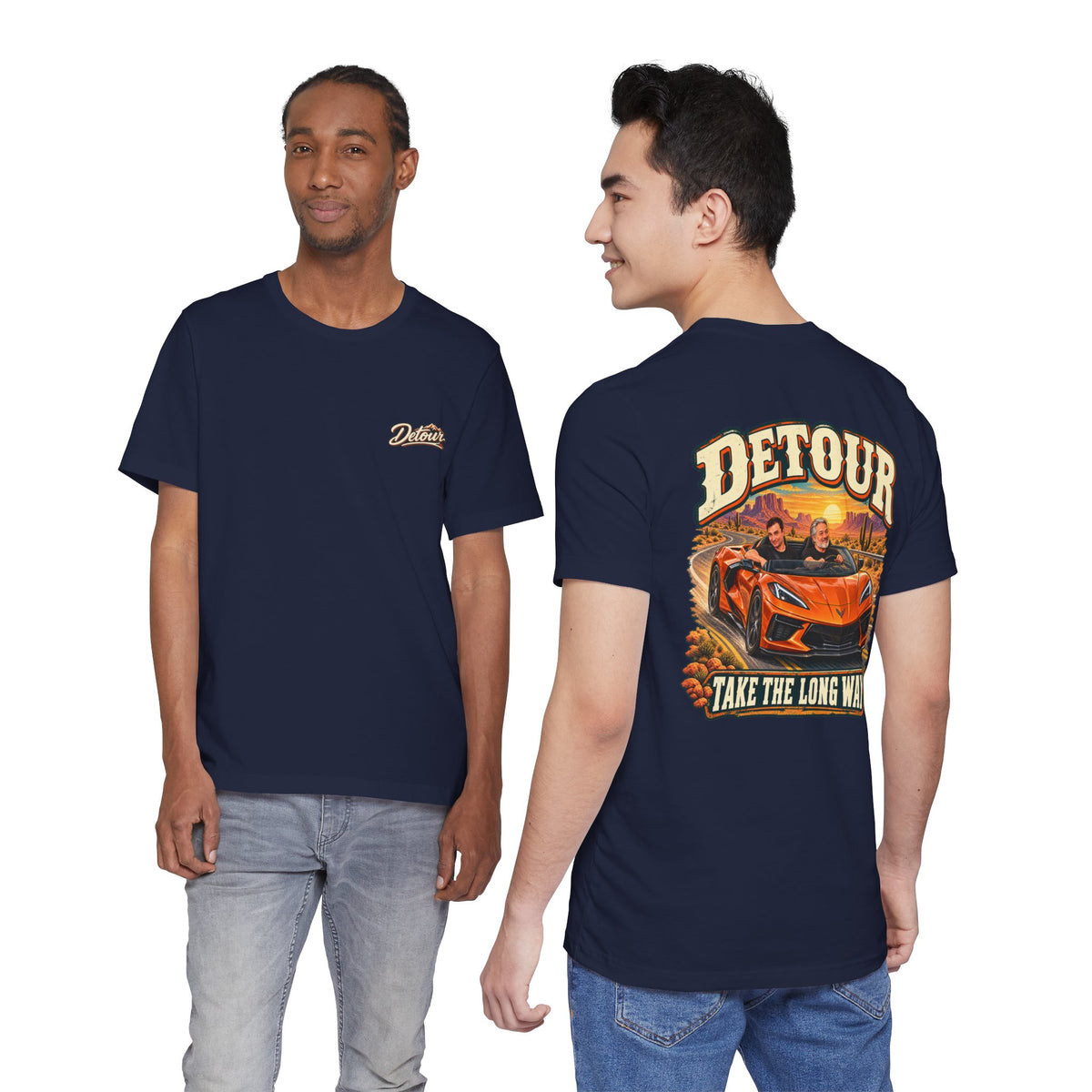 Detour Graphic Tee — 'Detour: Take the Long Way' Vintage Road Trip T‑Shirt