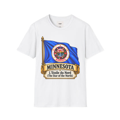 Minnesota Flag T-Shirt - 'Minnesota: L'Étoile du Nord / The Star of the North' Graphic Tee