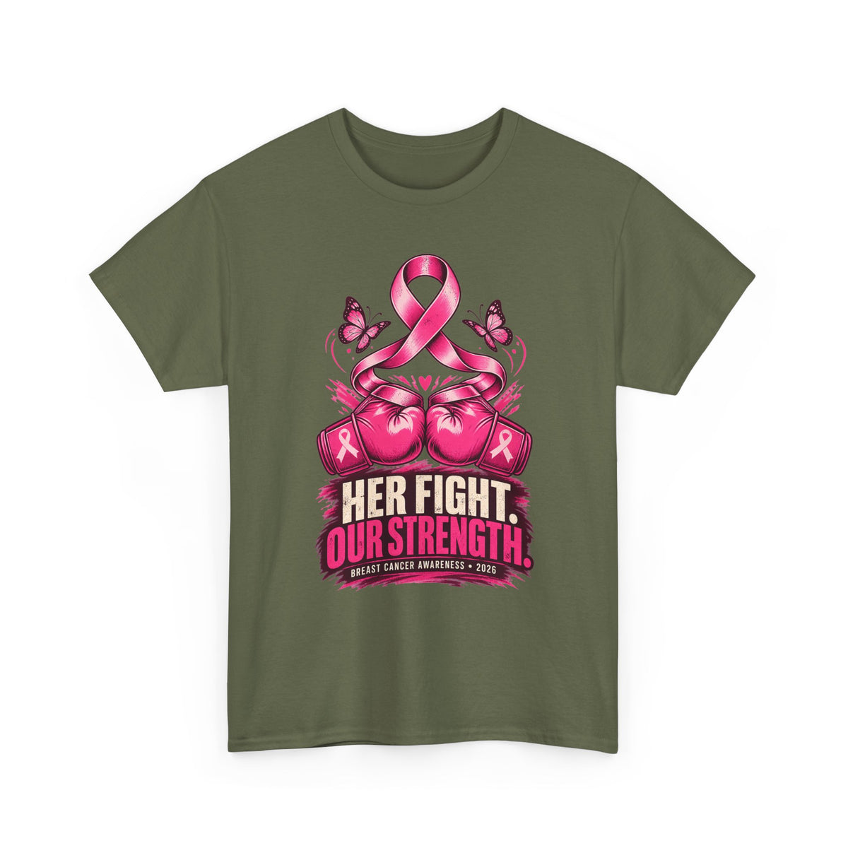 T-Shirt — Her Fight Our Strength Pink Ribbon Breast Cancer Awareness Tee