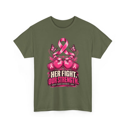 T-Shirt — Her Fight Our Strength Pink Ribbon Breast Cancer Awareness Tee