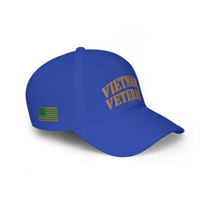 Vietnam Veteran Baseball Cap — Embroidered Gold Text Low Profile Hat for Veterans & Memorial Events
