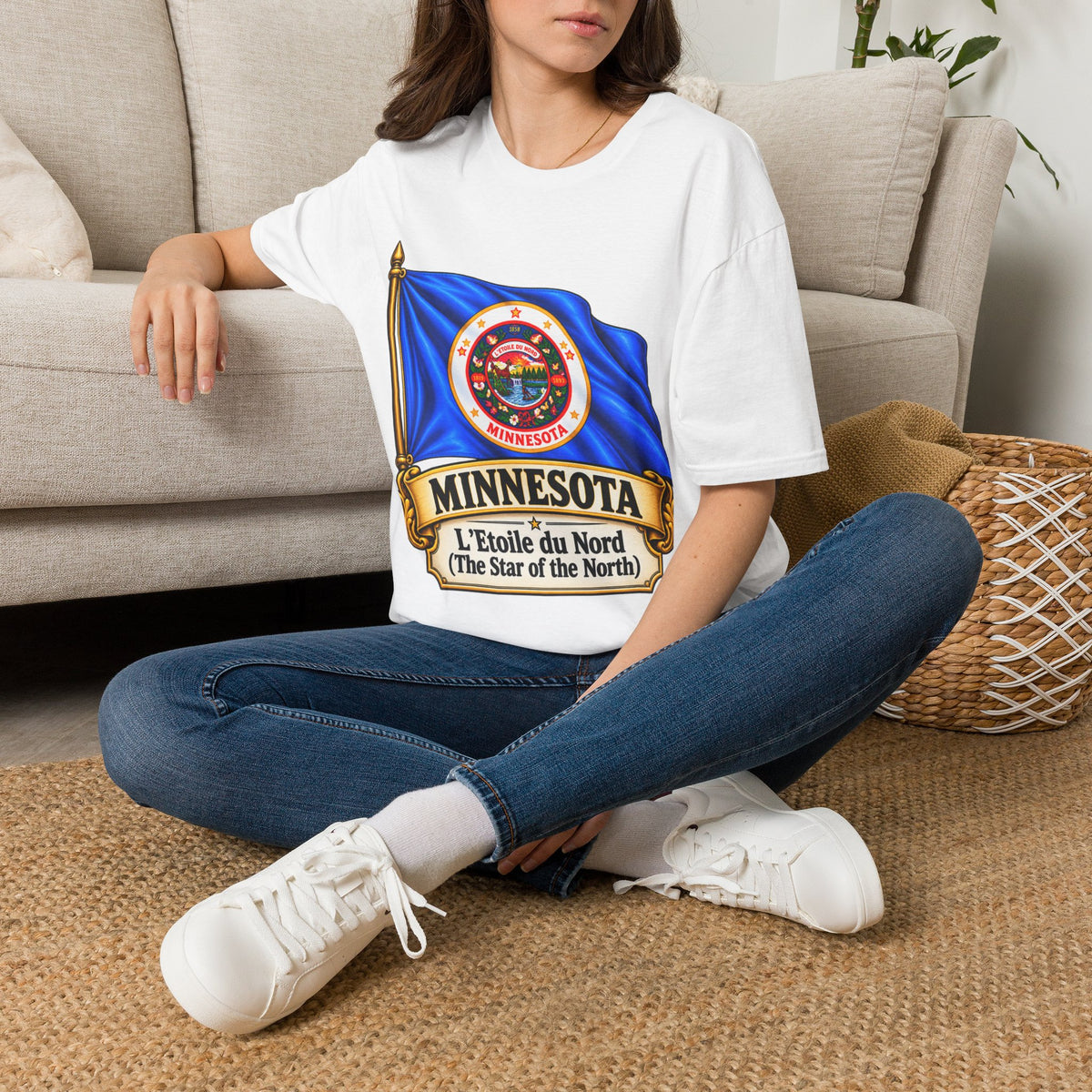 Minnesota Flag T-Shirt - 'Minnesota: L'Étoile du Nord / The Star of the North' Graphic Tee