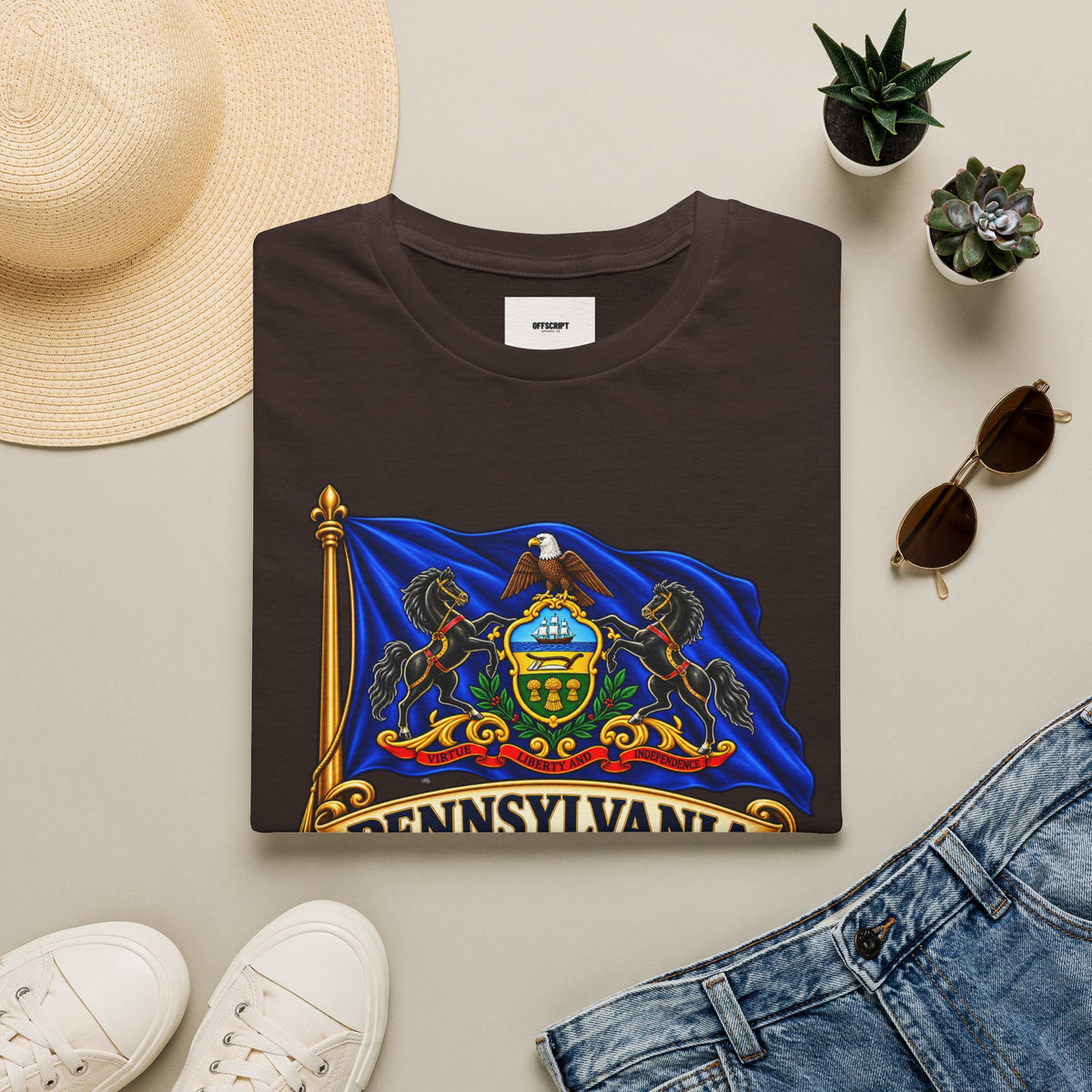 Pennsylvania Flag T‑Shirt — Vintage State Crest Tee