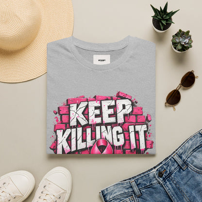 Keep Killing It pink ribbon T-Shirt | Breast Cancer Awareness, Motivational Graphic