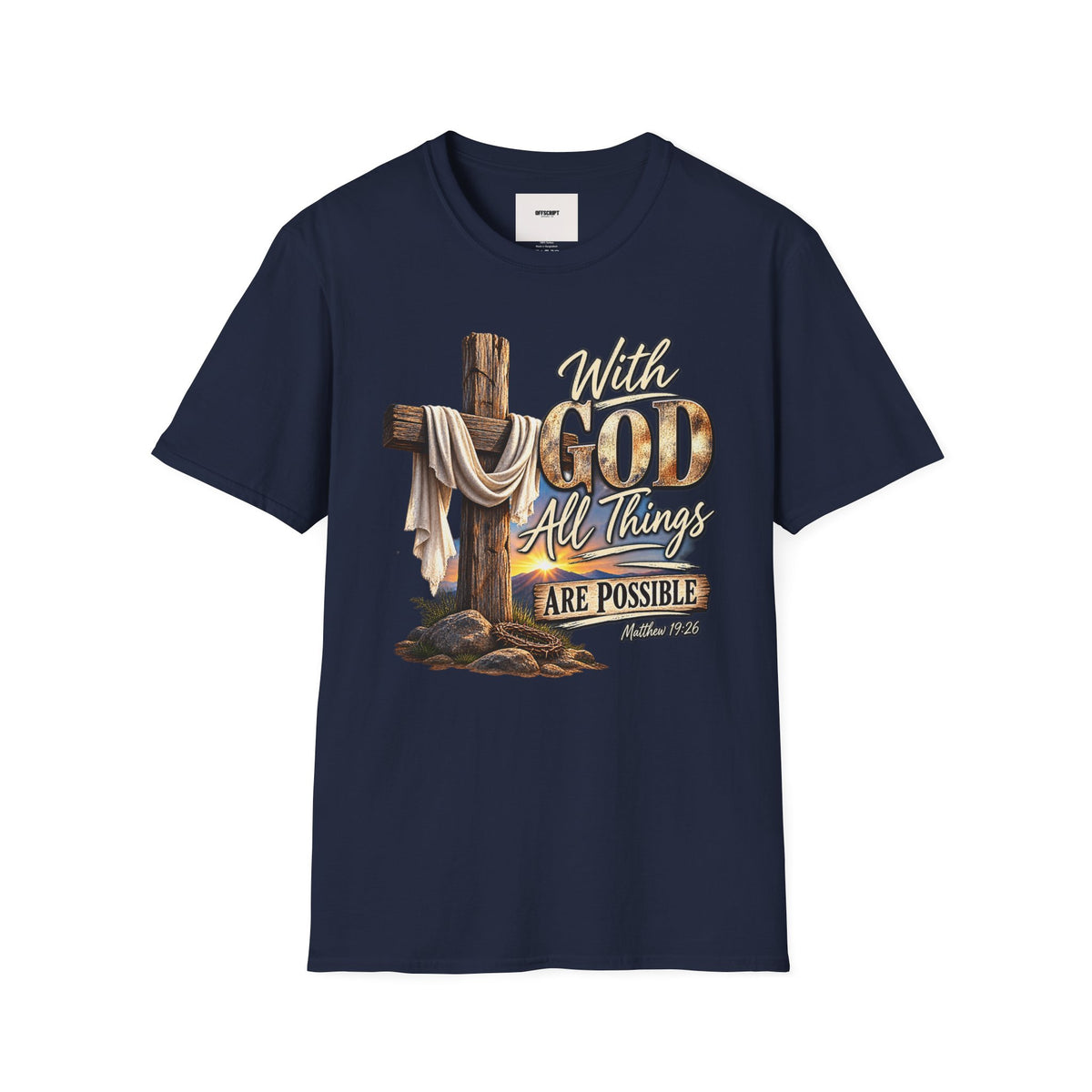 With God All Things Are Possible T‑Shirt — Christian Cross Faith Shirt