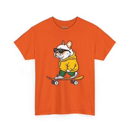 Skateboarding French Bulldog T‑Shirt – Cute Bulldog on Skateboard Graphic Tee