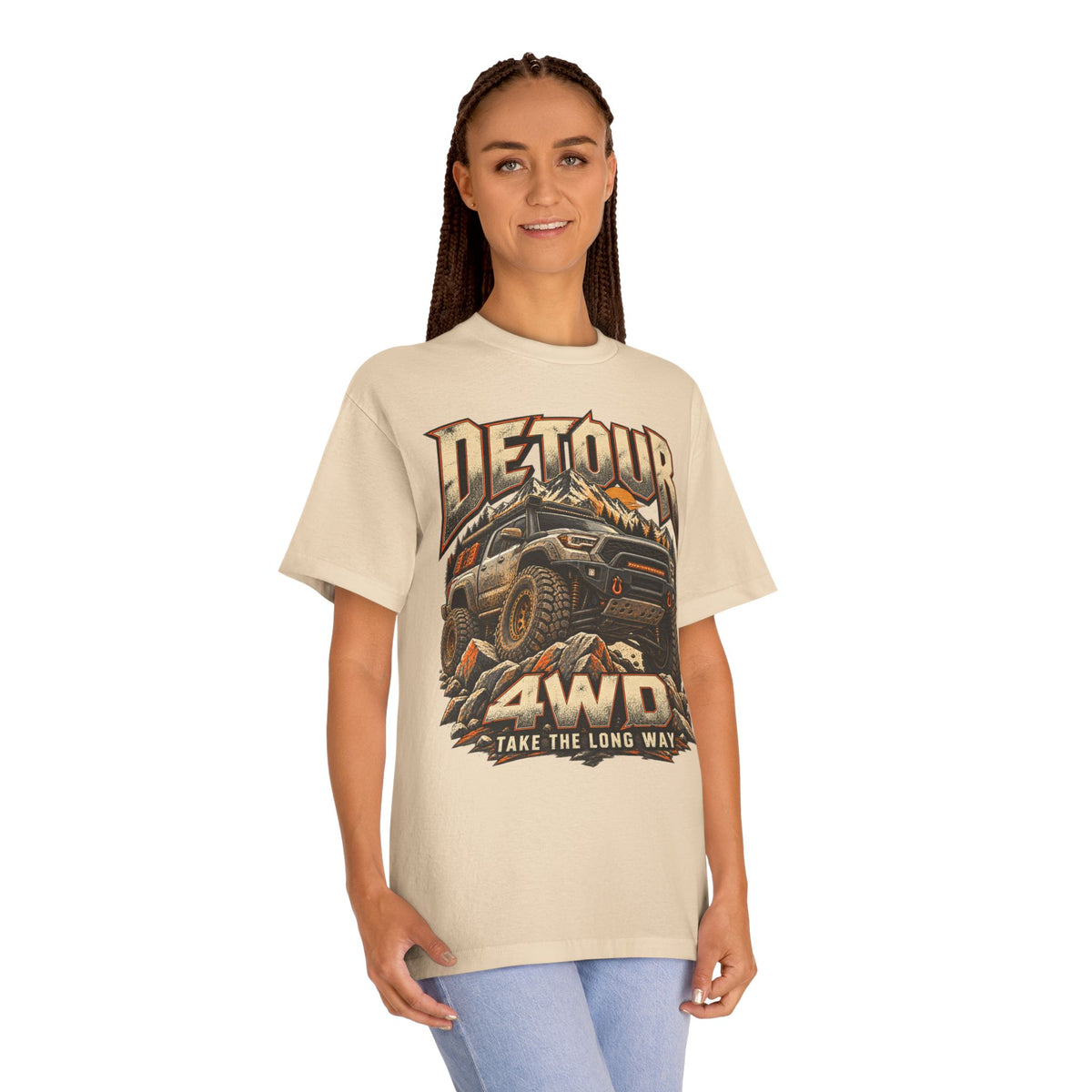 4WD Off-Road Tee — "Detour" Truck Graphic (Take the Long Way)