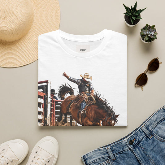 Rodeo Bucking Horse T-Shirt — 'Roping for Eight' Western Cowboy Shirt