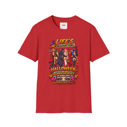 Halloween Superhero Pinup T-Shirt — "Life's Observations" Graphic Tee