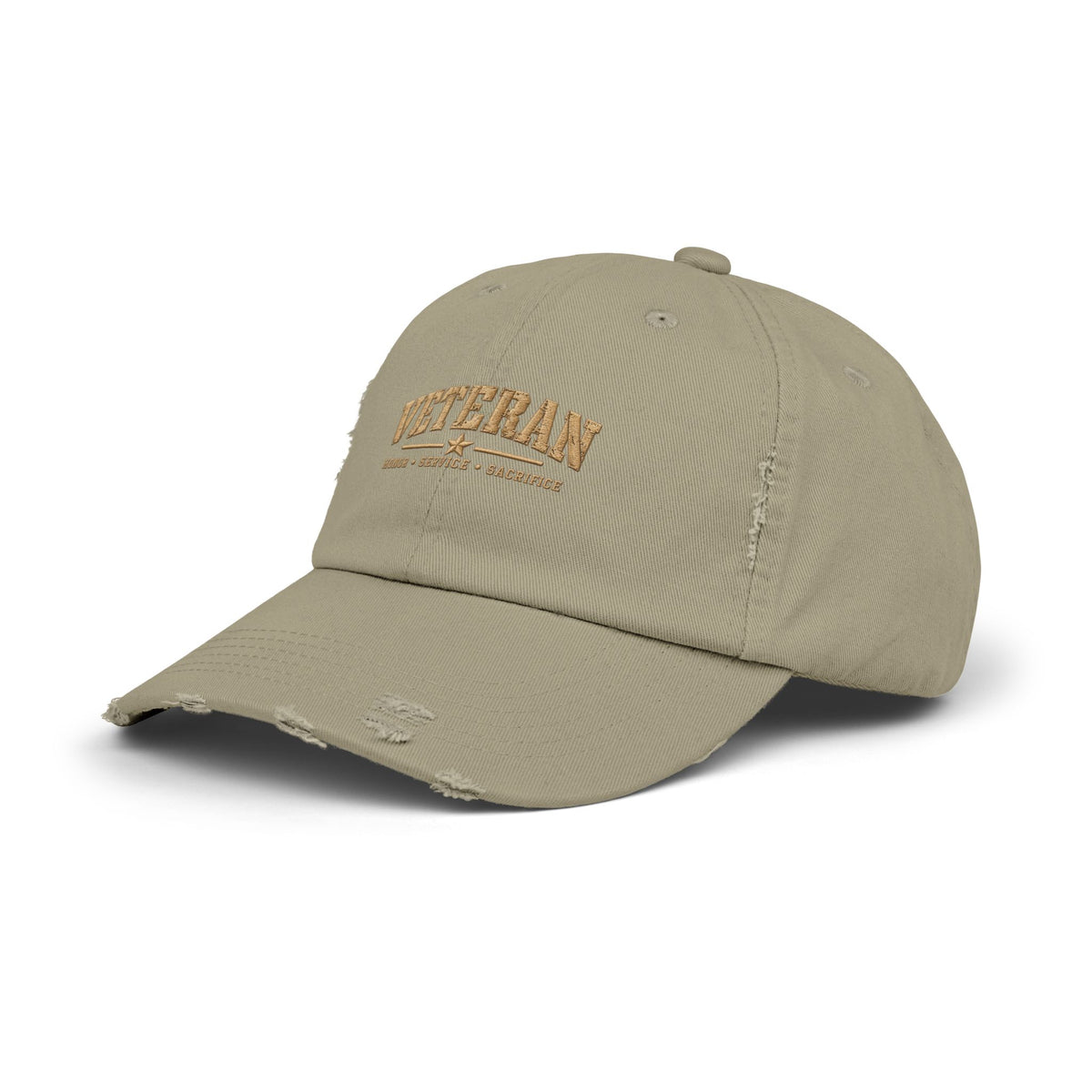 Veteran Distressed Cap — Honor Courage Sacrifice Embroidered Hat