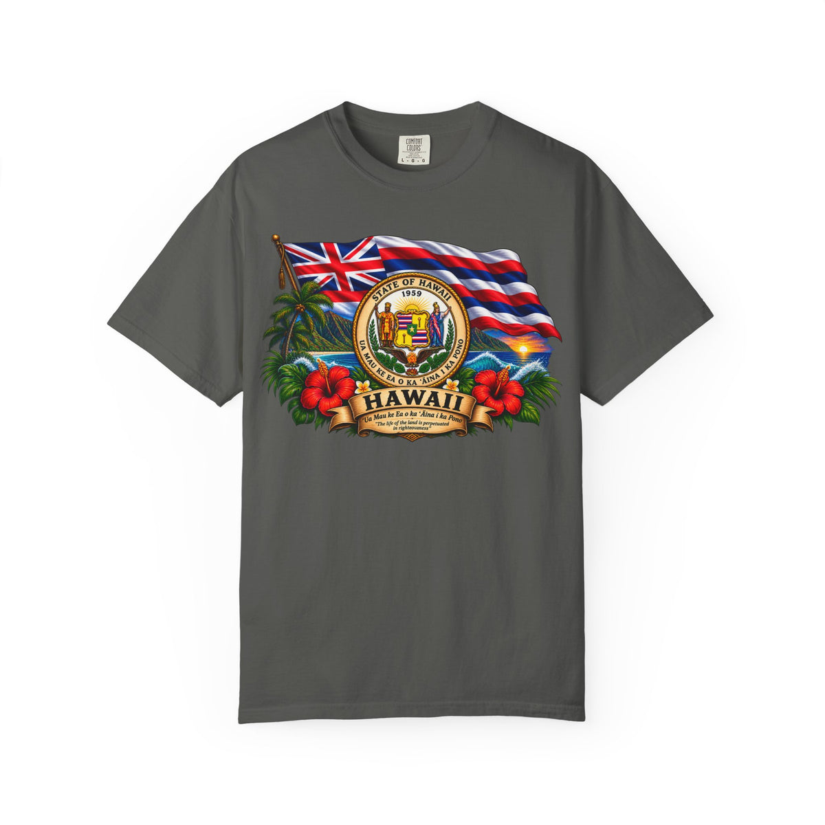 Hawaii State Seal Tee — Vintage Hawaiian Flag & Hibiscus T-Shirt