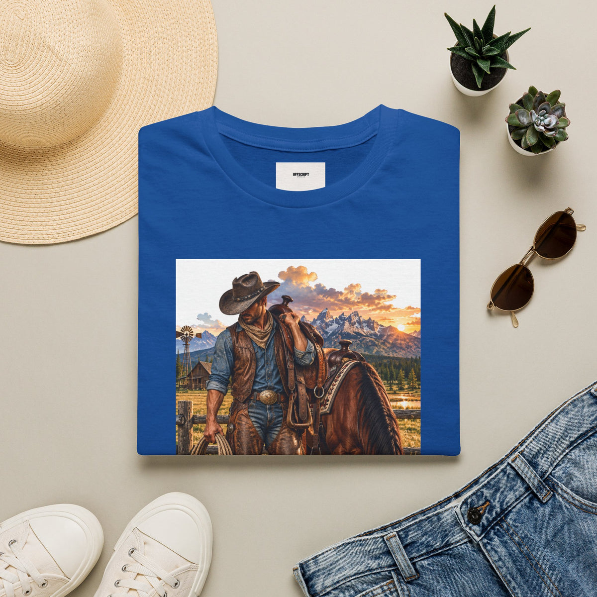 Cowboy Sunset T-Shirt — Western Ranch Horse Graphic