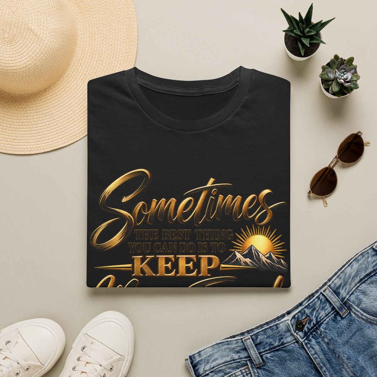 Sometimes Keep Moving Forward T-Shirt — Motivational Sunrise Graphic Tee