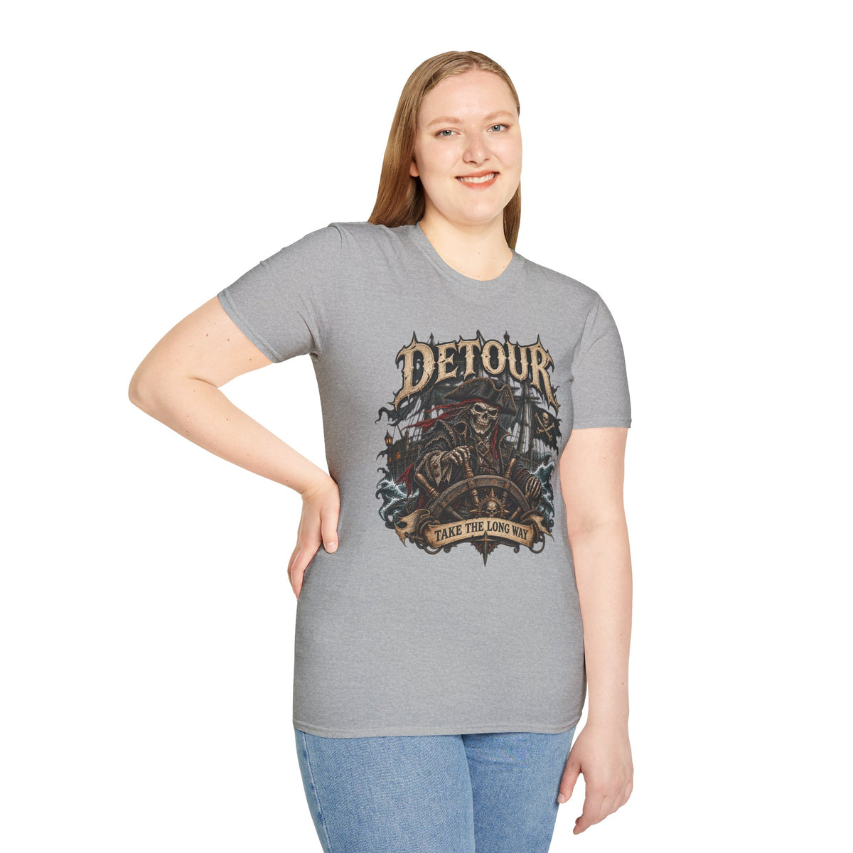 Detour Skull T-Shirt — "Take the Long Way" Vintage Biker Graphic Tee