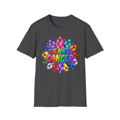 We Hate Cancer T-Shirt — Multicolor Cancer Awareness Ribbon Tee